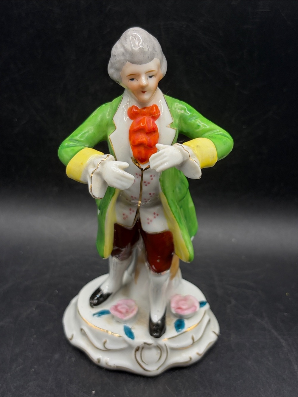 Vintage Hand Painted Colonial Man Ceramic Figure Figurine Made in Occupied Japan